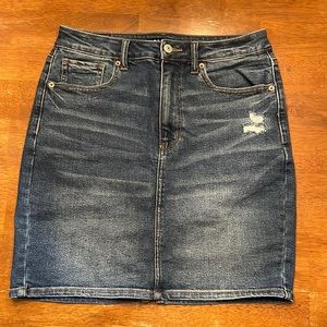 high waisted denim skirt